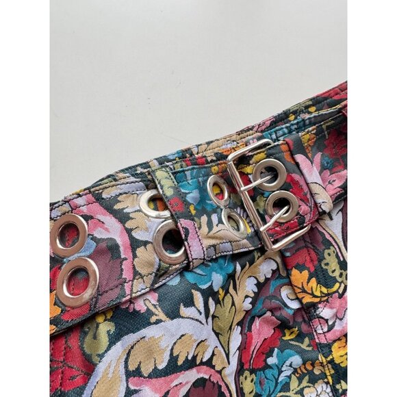 MARQUES ALMEIDA Floral Brocade Belted Asymmetrical Ultra Mini Skirt, Size 8 - Picture 9 of 16